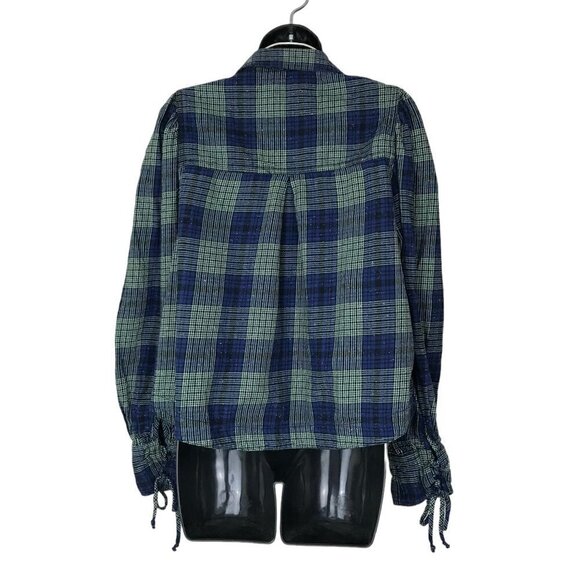 We The Free Blue and Green Plaid Button Down Shirt - Picture 6 of 8